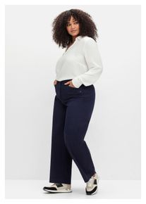sheego Damen Stretch-Hose "Große Größen", blau, casual, Gr. 54, unifarben, Obermaterial: 98% Baumwolle, 2% Elasthan, Hosen, im Chino-Stil, aus