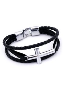 Firetti Herren Armband "Kreuz, mehrreihig, teilweise geflochten", Metall-Polyurethan, schwarz, Metall, Polyurethan, Armbänder