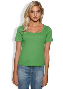 Heine Damen Kurzarmshirt "Carré-Shirt", grün, Gr. 44, unifarben, 100% Baumwolle, Shirts