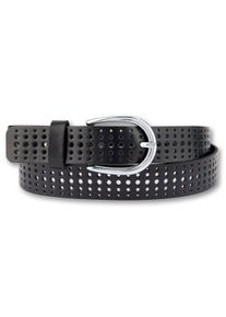 Bernd Götz BERND GÖTZ Damen Ledergürtel, schwarz, casual, Gr. 85, Ausstanzungen, unifarben, genarbt, Leder, Gürtel, mit stylischem Rasterdesign