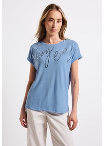 Street One Damen T-Shirtserenity blau, casual, Gr. 46, bedruckt, Stoff, 80% Polyester, 20% Viskose, Shirts, Jersey
