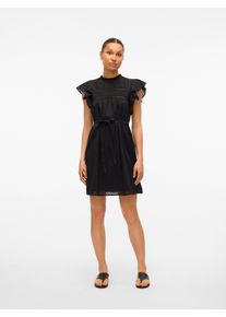Véro Moda VERO MODA Damen Minikleid "VMTRINE SL SHORT LACE DRESS WVN GA NOOS", schwarz, modisch, Gr. XS, unifarben, Web, Obermaterial: 100% Baumwolle, Kleider