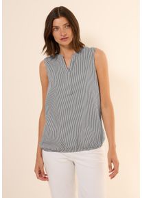 Cecil Damen Blusentopbalmy khaki, casual, Gr. M, gestreift, Web, 65% Baumwolle, 35% Modal, Blusen, mit Elastiksaum