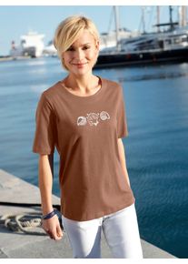 Casual Looks Damen Kurzarmshirt "Shirt", braun, Gr. 50, unifarben, bedruckt, gemustert, 100% Baumwolle, Shirts