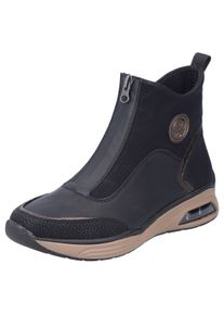 Rieker Damen Schlupfboots, Gr. 43, schwarz, Lederimitat, sportlich, Schuhe, Stiefelette, High Top Sneaker, Keilabsatz, mit Anziehlasche