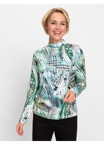 CLASSIC Damen Langarmshirt "Shirt", blau, Gr. 46, gemustert, mehrfarbig, 95% Viskose, 5% Elasthan, Shirts