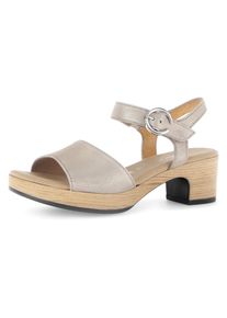 Gabor Damen Sandalette "KRETA", Gr. 36, beige, Veloursleder, modisch, Schuhe, Blockabsatz, Sommerschuh, Riemchensandale mit Glitterdruck, Weite G