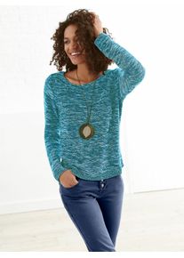 Casual Looks Damen Rundhalspullover "Pullover", blau, Gr. 38, meliert, 54% Baumwolle, 46% Polyacryl, Pullover
