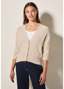Cecil Damen Cardiganpearl beige meliert, casual, Gr. XL, unifarben, Web, 100% Baumwolle, Strickjacken, aus reiner Baumwolle