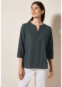 Cecil Damen Shirtbluseslate khaki, casual, Gr. XS, unifarben, Web, 100% Baumwolle, Blusen, mit 3/4 Ärmeln