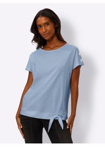 Heine Damen Kurzarmshirt "Shirt", blau, Gr. 42, unifarben, 100% Baumwolle, Shirts