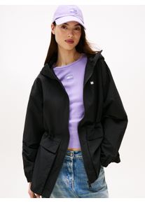 Tommy Jeans Damen Windbreaker "TJW MIDI HOODED WINDBREAKER", schwarz, casual, Gr. XS, unifarben, Web, Obermaterial: 100% Polyamid, Jacken
