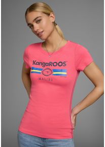 Kangaroos Damen T-Shirt, lila, casual, Gr. 32, Rippware, Obermaterial: 100% Baumwolle, Shirts, Kurzarm, unifarben und bedruckt, Rundhalsausschnitt