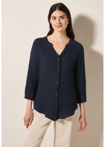 Cecil Damen Shirtbluse, blau, casual, Gr. XXL, Strukturmuster, Web, 100% Baumwolle, Blusen, aus reiner Baumwolle