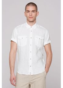 CMPD Herren Kurzarmhemd, weiß, casual, Gr. XXXL, unifarben, Material: 100% Leinen, Hemden, aus Leinen