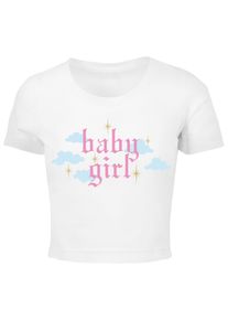 MISS TEE Herren Kurzarmshirt "Miss Tee Damen Baby Girl Cropped Tee", weiß, casual, Gr. M, bedruckt, 100% Baumwolle, Shirts