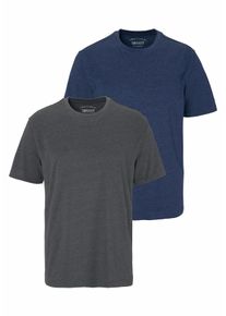 MAN'S WORLD MAN'S WORLD Herren Rundhalsshirt, blau, Basic, Gr. L, unifarben, Single Jersey, Obermaterial: 60% Baumwolle, 40% Polyester, Shirts, Kurzarm,