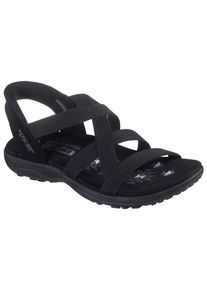 Skechers Damen Sandale "REGGAE SLIM-STRETCH FLEX", Gr. 35, schwarz, Textil, Lederimitat, unifarben, casual, Schuhe, Flats, Trekking Sandale mit