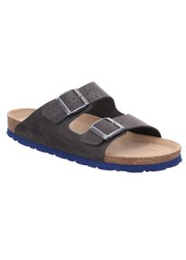 Rohde Herren Pantolette "GRADO", Gr. 41, grau, Leder, klassisch, Schuhe, Schlappen, Sommerschuh, Zweischnaller, Hausschuh mit Softfußbett