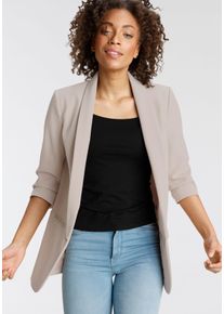 Only Damen Kurzblazer "ONLELLA 3/4 BLAZER TLR", beige, casual, Gr. 46, unifarben, Web, Obermaterial: 95% Polyester, 5% Elasthan. Futter: 100%