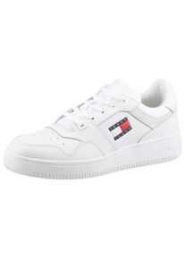 Tommy Jeans Herren Sneaker "TJM RETRO BASKET ESS", Gr. 41, weiß, Leder, Textil, unifarben, sportlich, Schuhe, Freizeitschuh, Halbschuh, Schnürschuh