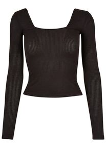 Urban Classics Damen Longsleeve "Urban Classics Damen Ladies Rib Squared Neckline Longsleeve", schwarz, klassisch, Gr. 4XL, unifarben, 80% Viskose,