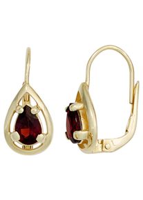 Jobo Damen Paar Ohrhänger, Gelbgold 333, gold, Gelbgold 333, Ohrringe, Tropfen 333 Gold mit Granat