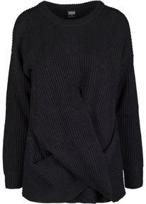 Urban Classics Damen Rundhalspullover "Urban Classics Damen Ladies Wrapped Sweater", schwarz, casual, Gr. M, unifarben, 100% Polyacryl, Pullover