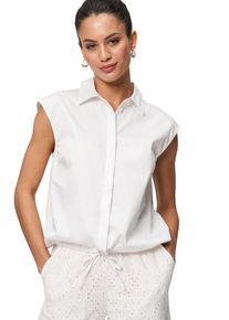 Zero Damen Klassische Bluse "Zero Bluse mit Bindeband", weiß, casual, Gr. 34, unifarben, Web, Obermaterial: 65% Baumwolle, 32% Polyamid, 3% Elastan.