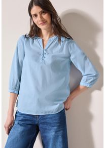 Cecil Damen Klassische Bluse, blau, casual, Gr. XS, unifarben, Web, Obermaterial: 100% Baumwolle, Blusen, mit Smock-Detail