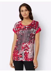 Inspirationen Damen Kurzarmshirt "Druck-Shirt", rot, Gr. 38, bedruckt, gemustert, mehrfarbig, 95% Viskose, 5% Elasthan, Shirts