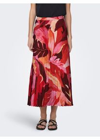 Only Damen Plisseerock "ONLALMA LIFE POLY PLISSE SKIRT AOP"russet braun aop:689 leafy charm, modisch, Gr. 38, bedruckt, Web, Obermaterial: 100%