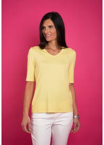 Seidel Moden Damen V-Shirt21,vanille, casual, Gr. 48, Jersey, Obermaterial: 95% Viskose, 5% Elasthan, Shirts, mit Halbarm aus softem Material, MADE