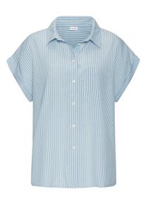 Lascana Damen Hemdbluse, blau, modisch, Gr. 32, gestreift, Web, Obermaterial: 58% Viskose, 28% Baumwolle, 14% Leinen, Blusen, aus Leinenmix mit