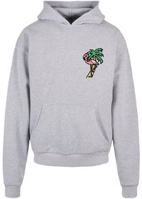 MisterTee Herren Kapuzensweatshirt "MisterTee Flamingo Hoodie", grau, Gr. M, bedruckt, 100% Baumwolle, Sweatshirts