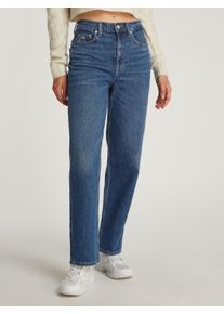 Tommy Jeans Damen Straight-Jeans "LAYLA HR SLIM STR", blau, casual, Gr. 25, unifarben, Denim/Jeans, Obermaterial: 99% Baumwolle, 1% Elasthan, Jeans,
