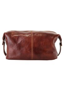 Pike PIKÉ Kulturbeutel, braun, Leder, glänzend, beschichtet, Taschen, echt Leder, Made in Italy