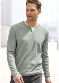 H.I.S. H.I.S Herren Strickpullover, grün, casual, Gr. S, unifarben, Feinstrick, Obermaterial: 60% Baumwolle, 40% Polyester, Pullover, Pullover mit
