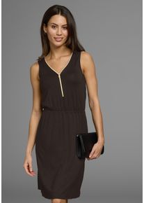 Laura Scott Damen Minikleid, schwarz, feminin, Gr. 42, geblümt, Single Jersey, Obermaterial: 95% Viskose, 5% Elasthan, Kleider, V-Ausschnitt mit