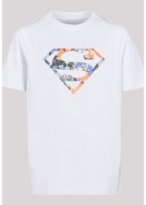 F4NT4STIC Jungen Kurzarmshirt "F4NT4STIC Kinder Superman Floral Logo 2 with Kids Basic Tee", weiß, casual, Gr. 134, unifarben, 100% Baumwolle, Shirts