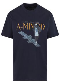 Herren T-Shirt "Upscale by Mister Tee A-Minor Oversize Tee", blau, casual, Gr. XXL, UPSCALE BY MISTER TEE, bedruckt, 100% Baumwolle, Shirts