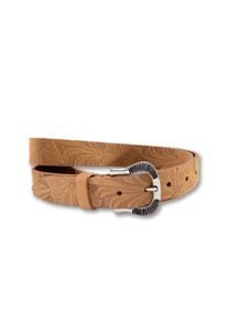 Silbergift Damen Ledergürtel, braun, modisch, Gr. 105, Rindsleder, Gürtel, Mit floraler Prägung