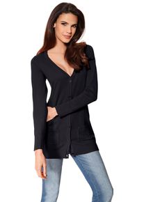 Heine Damen Strickjacke, schwarz, Gr. 46, unifarben, 100% Baumwolle, Strickjacken