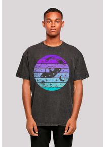 F4NT4STIC Herren T-Shirt "Retro Alien Weltraum Sonnenuntergang", schwarz, casual, Gr. XS, Obermaterial: 100% Baumwolle, Shirts, Premium Qualität