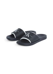 Herren Badepantolette "FERRIS 1R", Calvin Klein Jeans, Gr. 46, schwarz-weiß, Synthetik, sportlich, Schuhe, Sommerschuh, Poolslides, Schlappen, für
