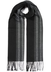 MONTI Damen Strickschal, schwarz, casual, Web, Kunstfaser, Modetücher, angenehm weich, Modeschal, lange mehrfarbige Fransen