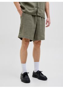 Jack & Jones JACK & JONES Herren Shorts "JPSTBILL LAWRENCE LINEN SHORTS SRT LN", grün, modisch, Gr. S, unifarben, Web, Obermaterial: 100% Leinen, Hosen