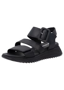 RIEKER SPORT Damen Riemchensandale, Gr. 37, schwarz, Leder, unifarben, casual, Schuhe, Sommerschuh, Klettschuh, Outdoorsandale mit weichem Fußbett