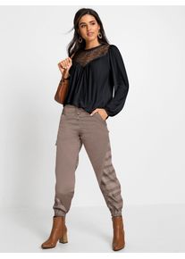 Inspirationen Damen Spitzenshirt "Shirt", schwarz, Gr. 40, unifarben, 95% Viskose, 5% Elasthan, Shirts
