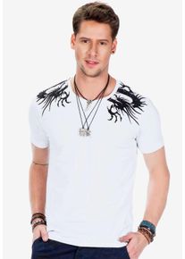 Cipo & Baxx CIPO & BAXX Herren T-Shirt "T-Shirts", weiß, casual, Gr. L, bedruckt, 95% Baumwolle;5% Elasthan, Shirts, mit Totenkopf-Print, CT-376